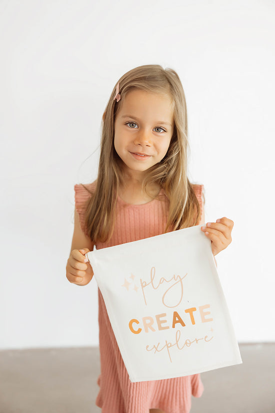 Play, Create, Explore Mini Pennant Banner